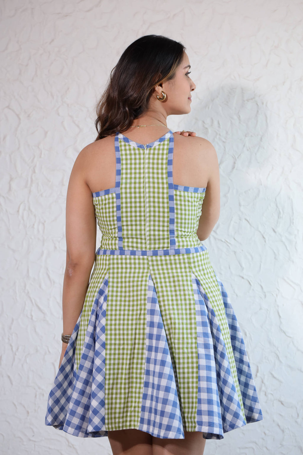 Aira Dress, gingham midi dress for women by Siyra, view 3