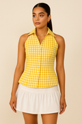 Citrus Top, yellow gingham top for women by Siyra