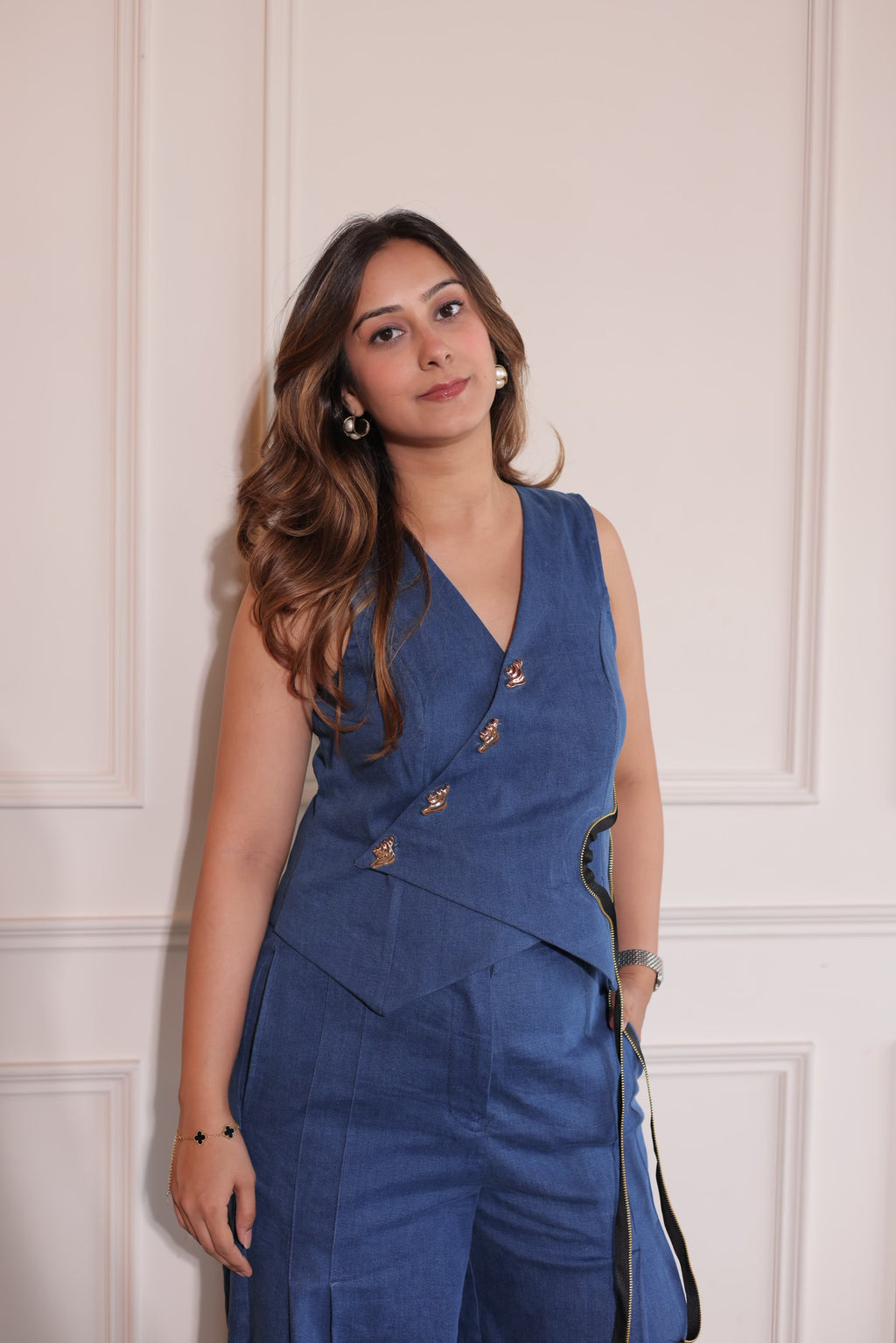 Celestial Denim Waistcoat, denim waistcoat for women by Siyra