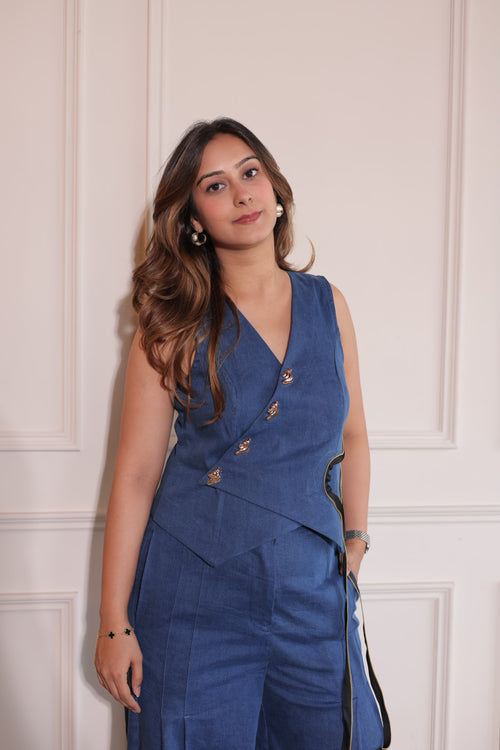 Celestial Denim Waistcoat, denim waistcoat for women by Siyra