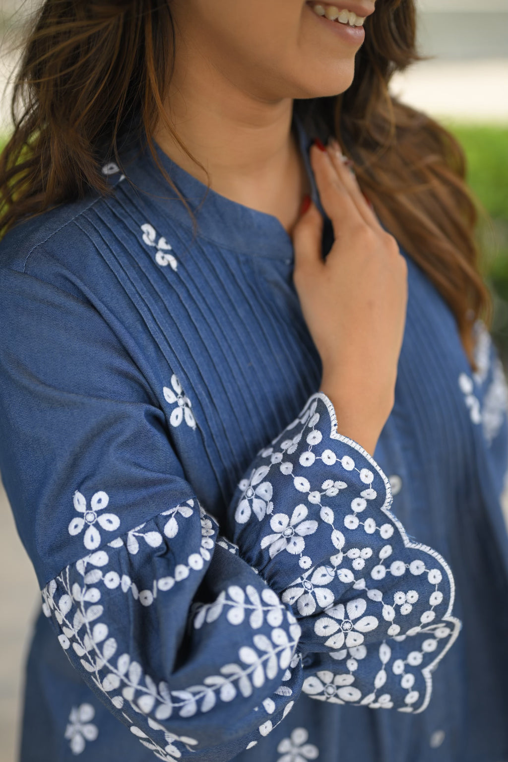 Isha Denim Shirt, denim shirt for women by Siyra, view 2