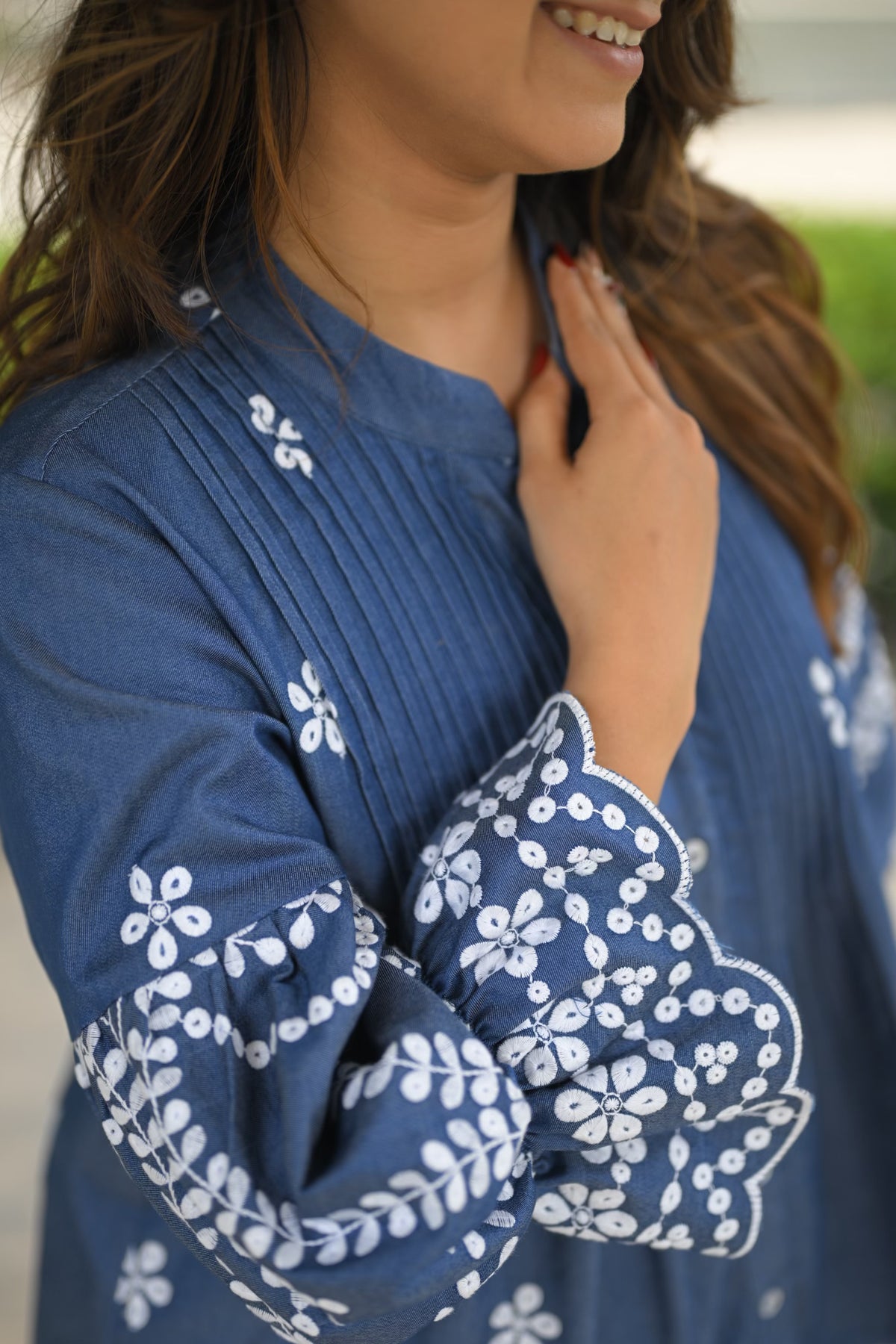 Isha Denim Shirt, denim shirt for women by Siyra, view 2
