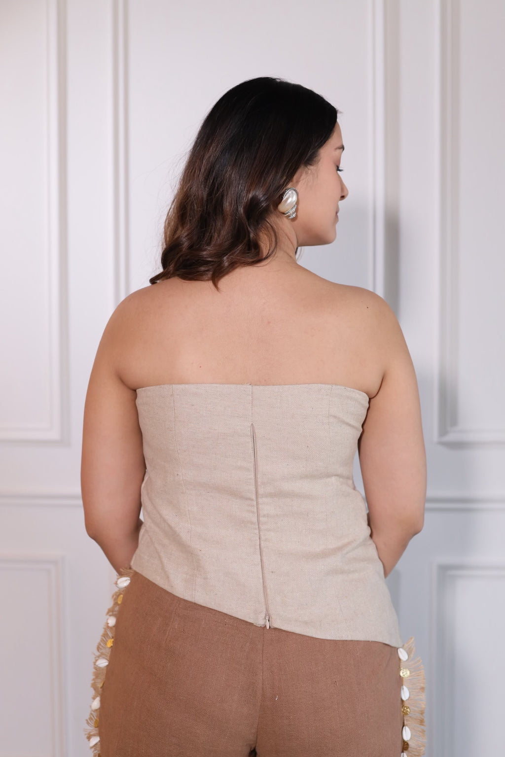 Rumi Corset Top, linen corset top for women by Siyra, view 3