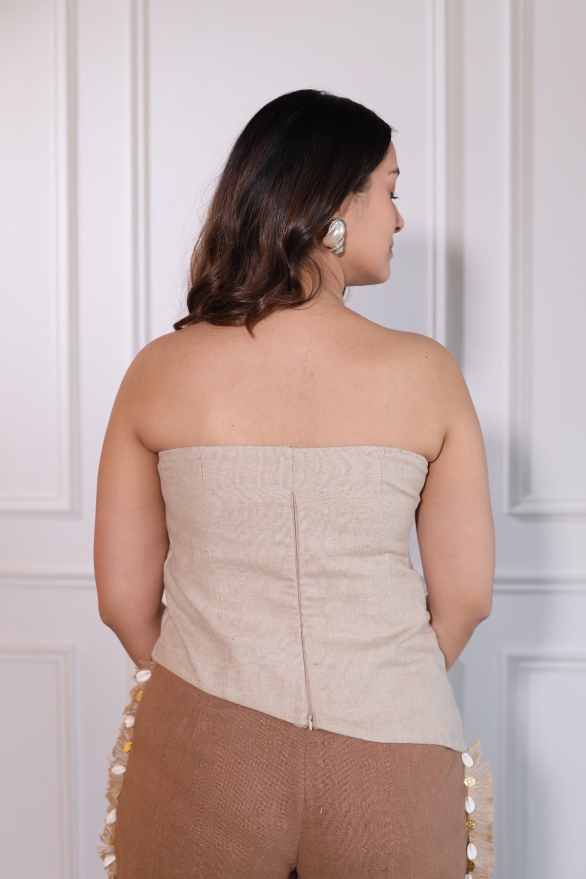 Rumi Corset Top, linen corset top for women by Siyra, view 3