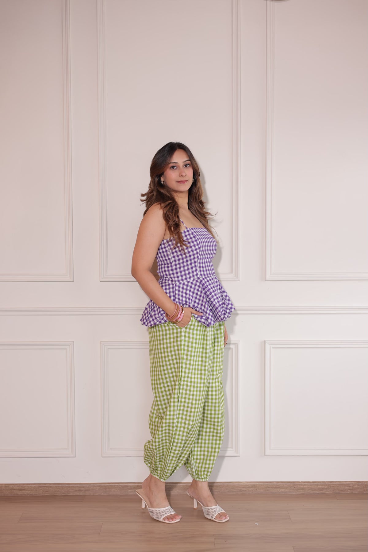 Dolce Balloon Pants, gingham balloon pants for women by Siyra
