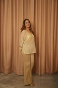Zari Pants, gold tissue pants for women by Siyra