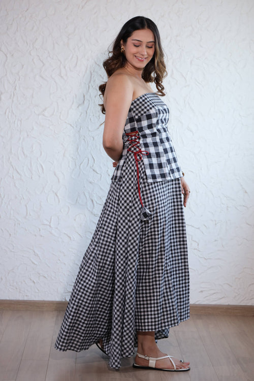 Checkerboard Set, corset top & skirt co-ord set for women by Siyra, view 2