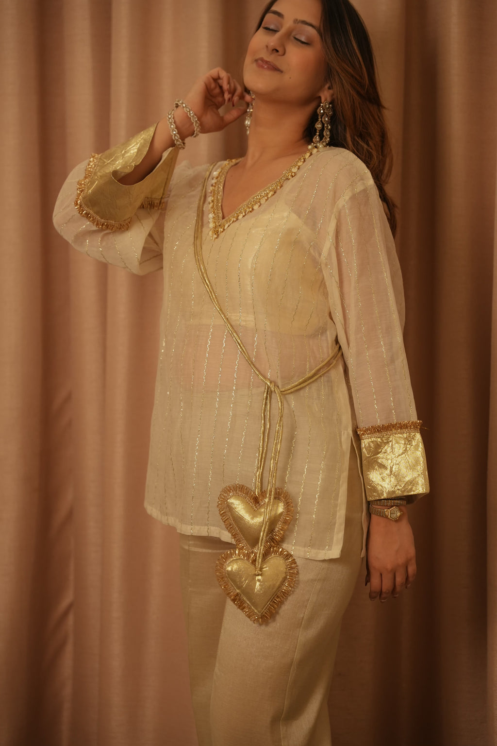 Safed Ishq Top, chanderi party top for women by Siyra, view 4