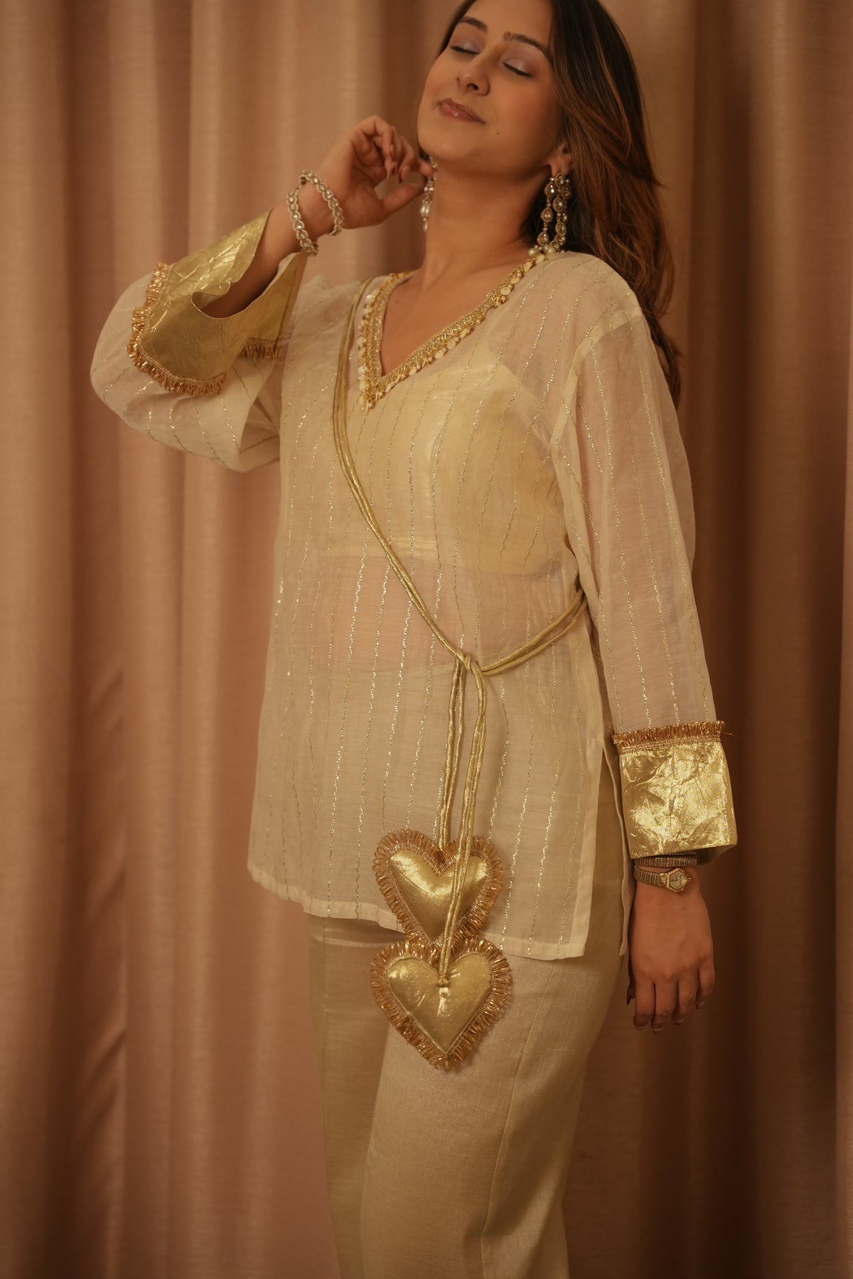 Safed Ishq Top, chanderi party top for women by Siyra, view 4