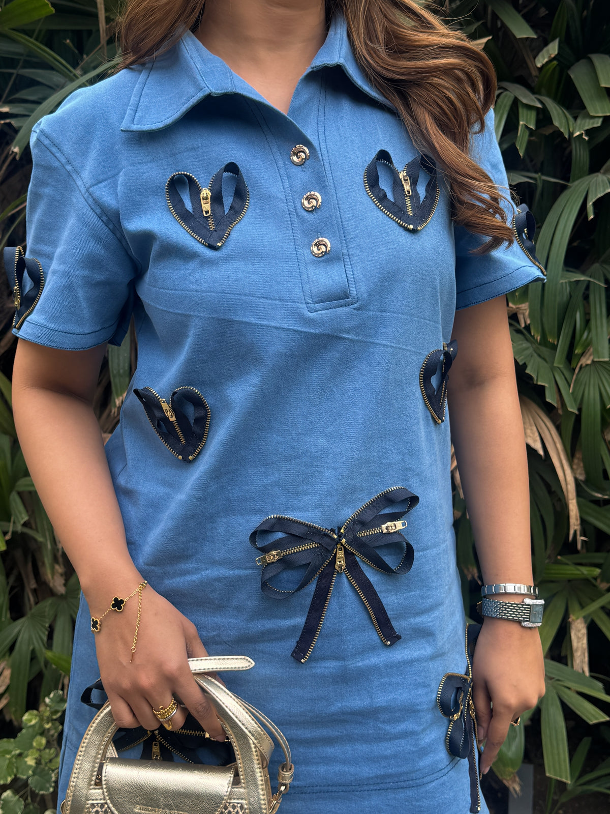 Ayka Denim Dress, denim shift dress for women by Siyra, view 3