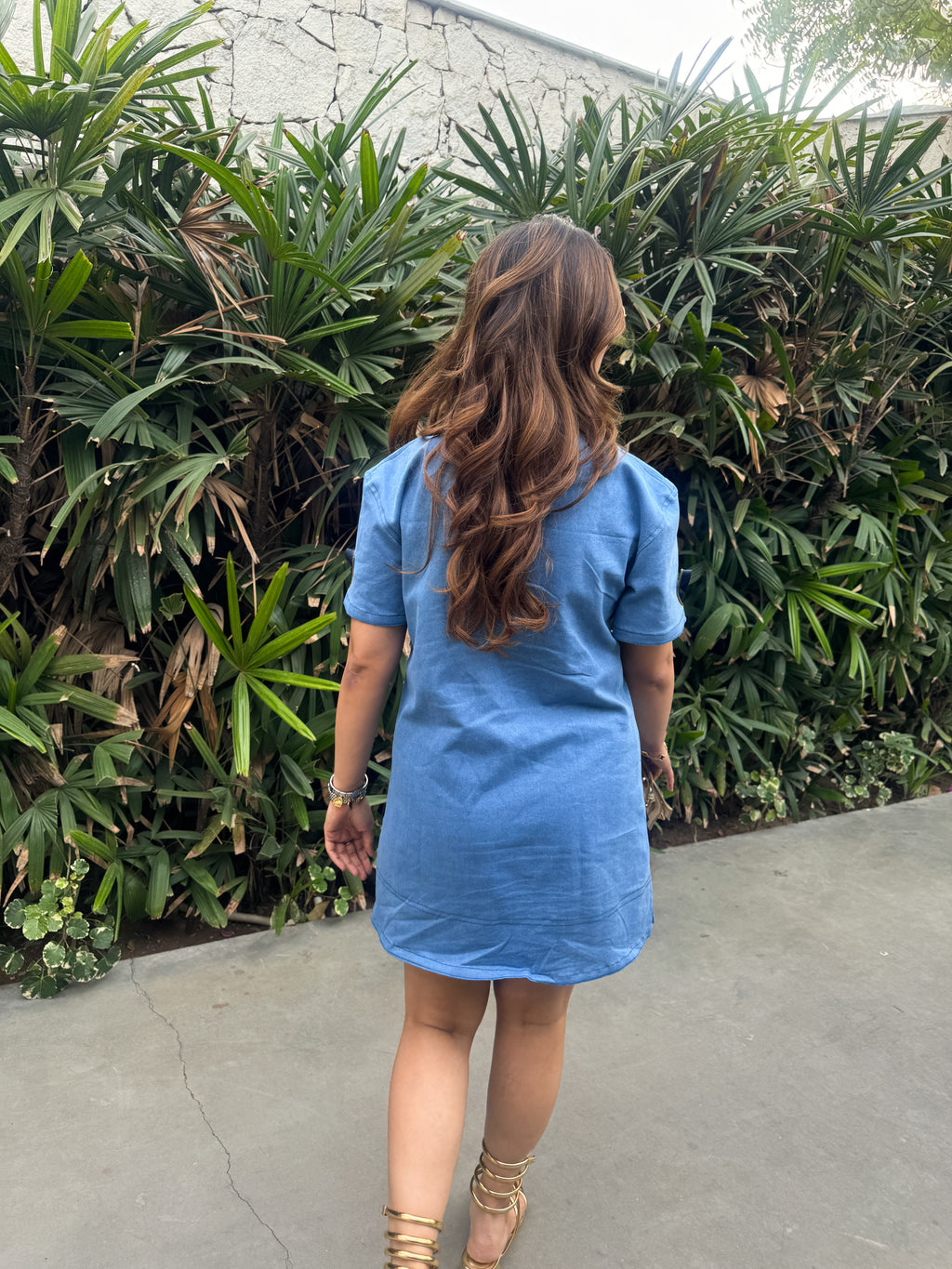 Ayka Denim Dress, denim shift dress for women by Siyra, view 4