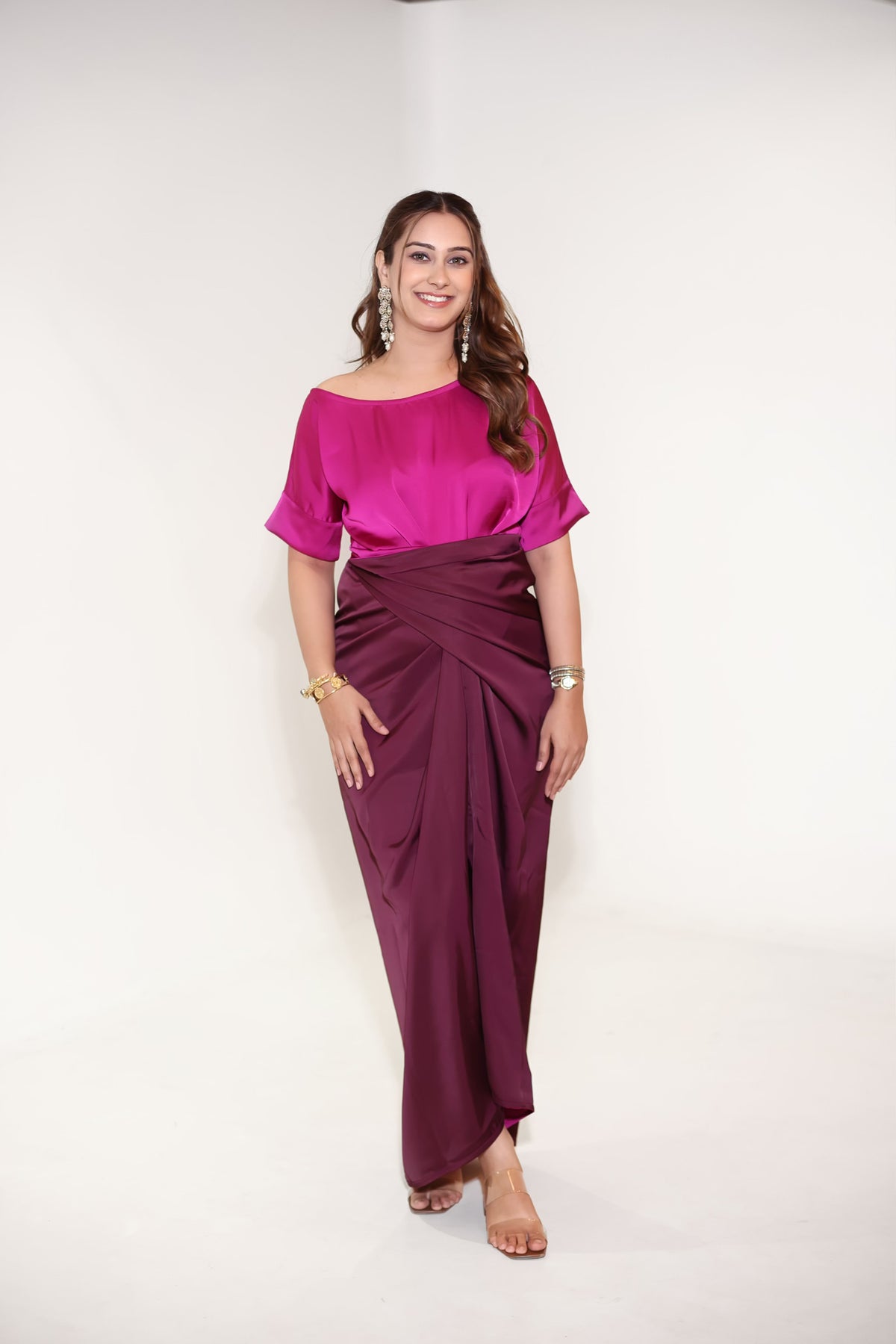 Doobara Reversible Set, satin co-ord set for women by Siyra, view 3