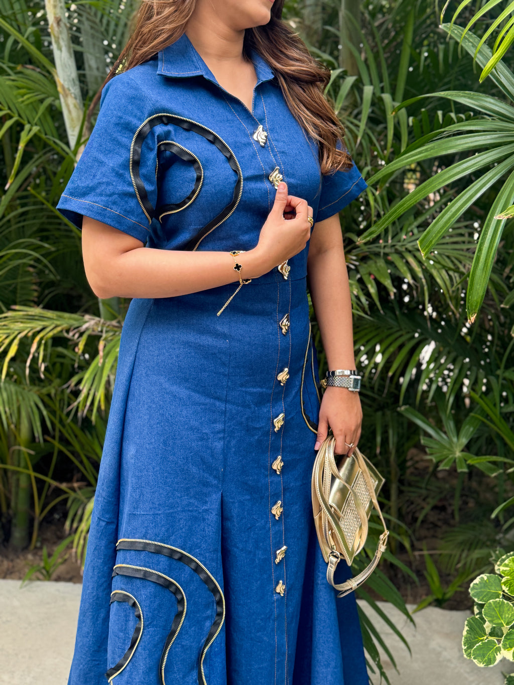 Margot Denim Dress, denim maxi dress for women by Siyra, view 3