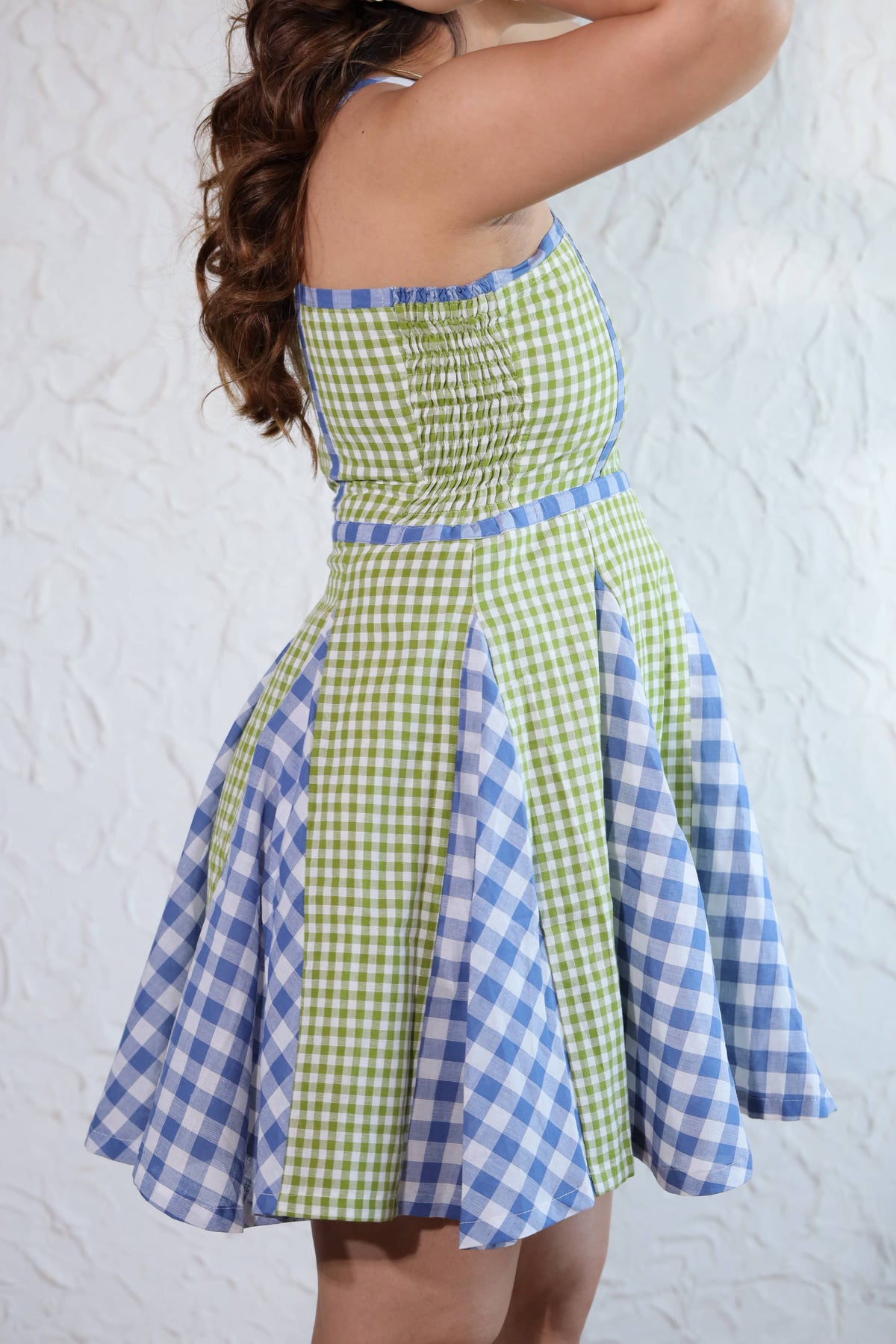 Aira Dress, gingham midi dress for women by Siyra, view 2