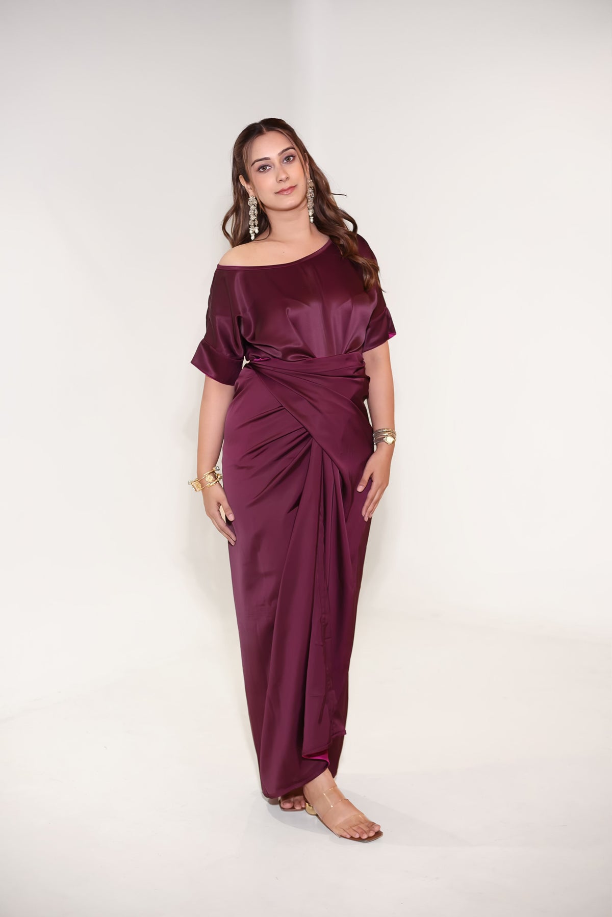 Doobara Reversible Set, satin co-ord set for women by Siyra, view 4