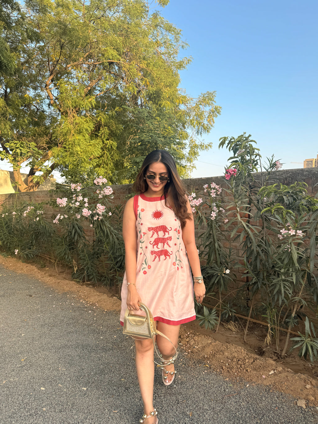 Tigress Shift Dress, tiger print cotton dress for women by Siyra, view 2