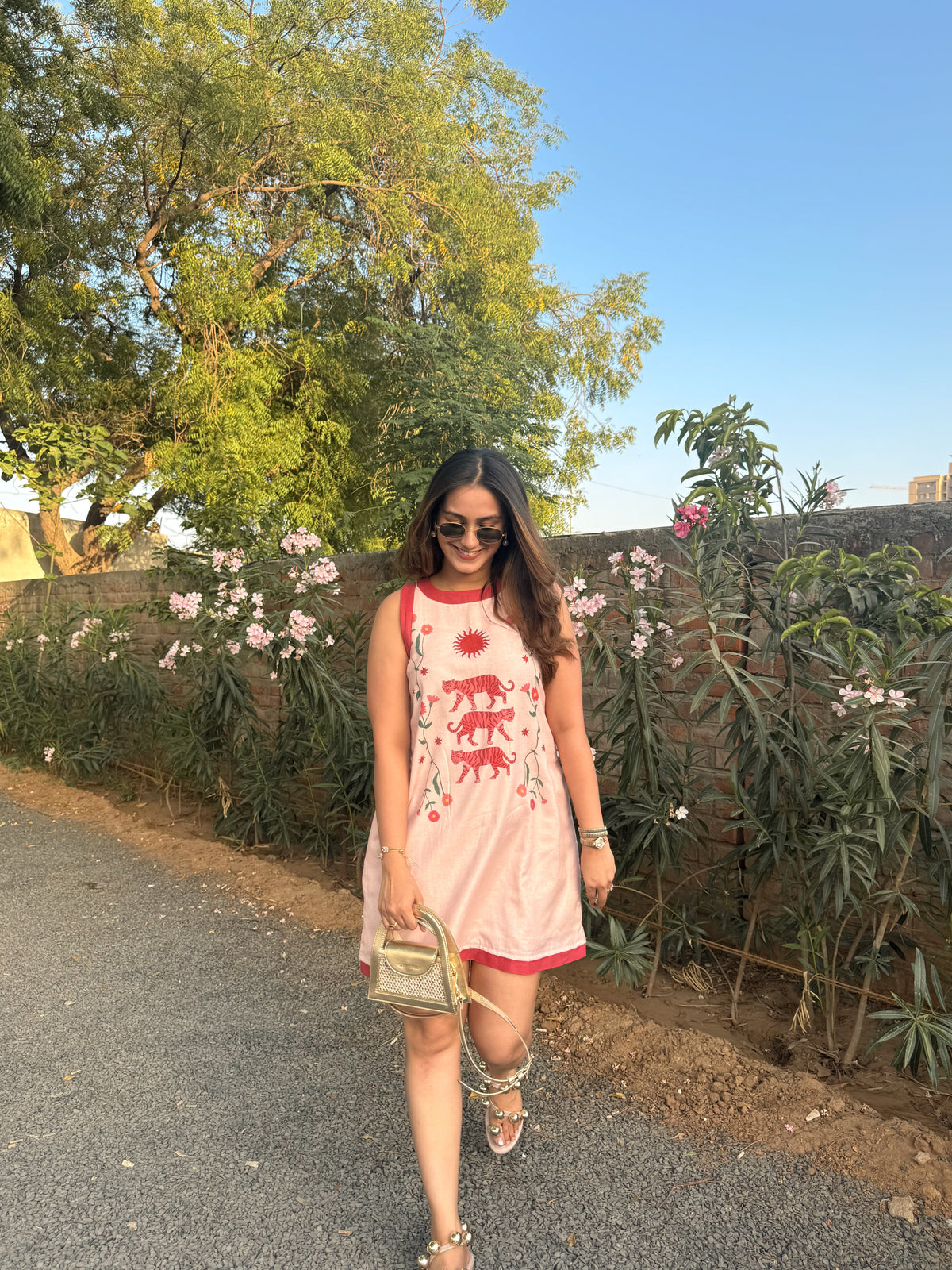 Tigress Shift Dress, tiger print cotton dress for women by Siyra, view 2