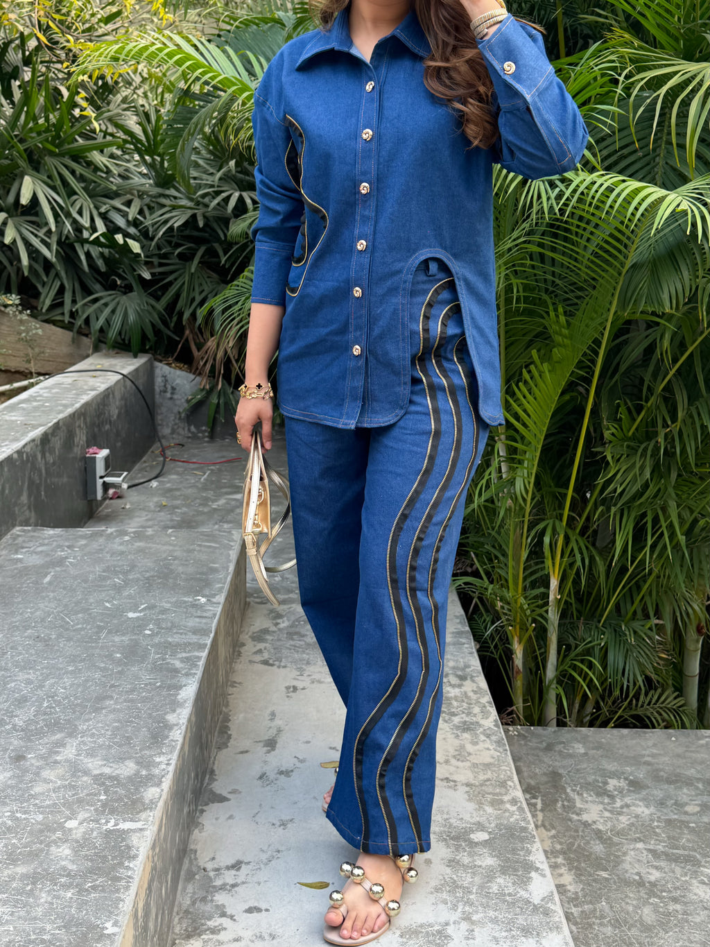 Cloe Denim Set, denim co-ord set for women by Siyra, view 2