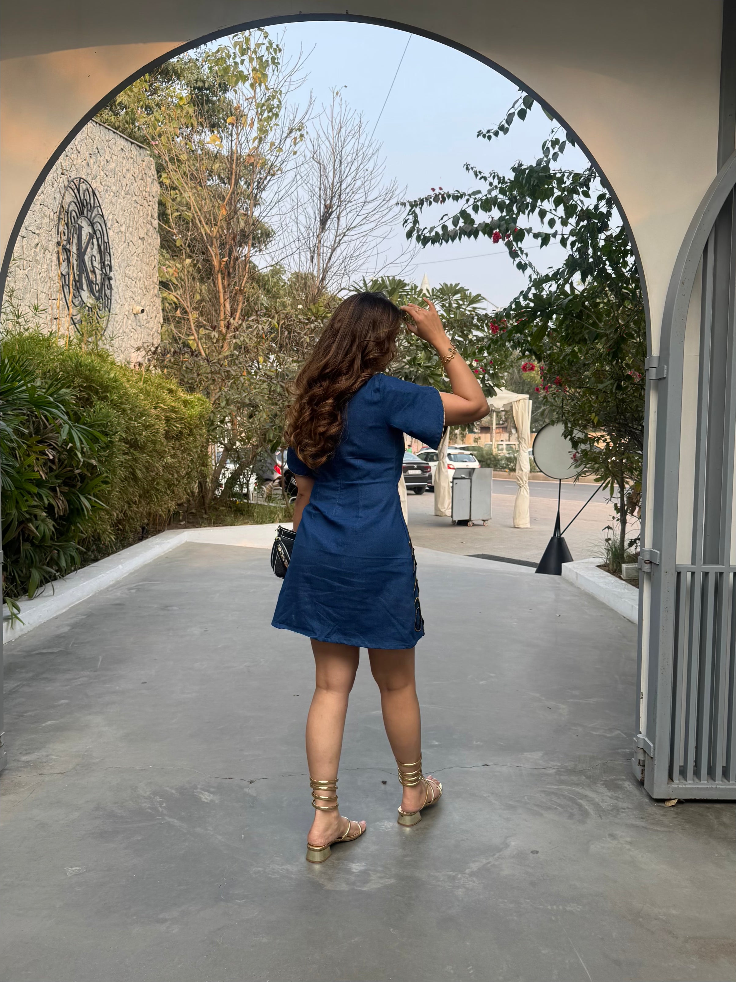 Amy Denim Dress, denim mini dress for women by Siyra, view 5