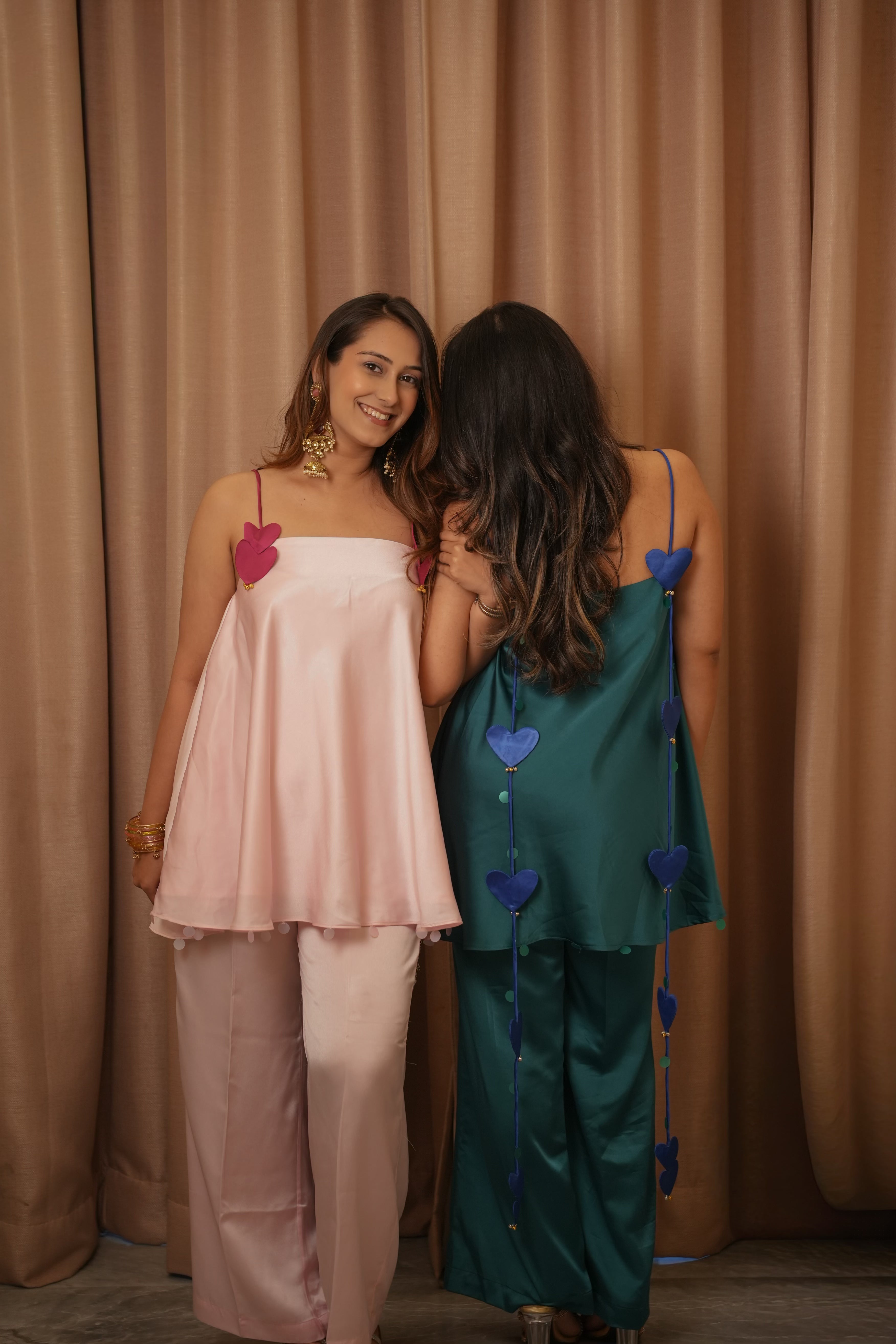 Rose Dilbar Set, satin co-ord set for women by Siyra, view 4